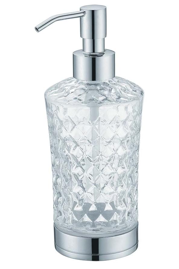Плитка Boheme Вне Коллекций Дозатор для жидкого мыла настольный круглый хром/прозрачный  поверхность глянец