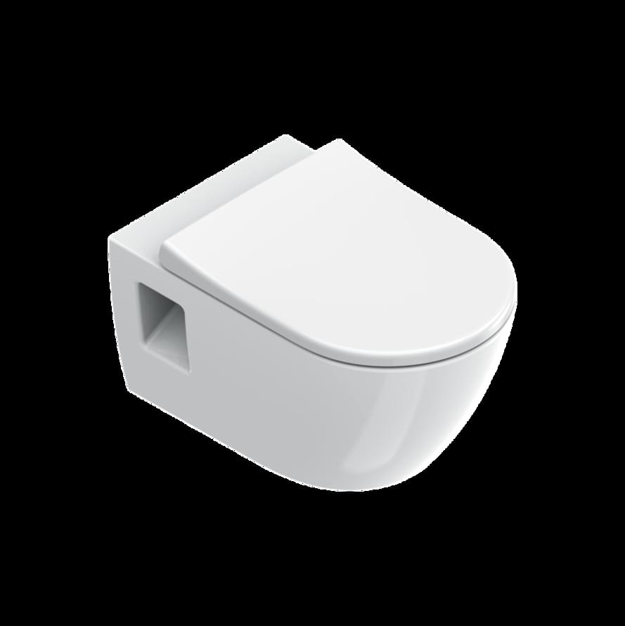 Плитка Catalano Sfera SFERA Унитаз подвесной 55х35 безободковый. открытый крепеж. покрытие cataglaze+. смыв silentech. белый  поверхность глянец