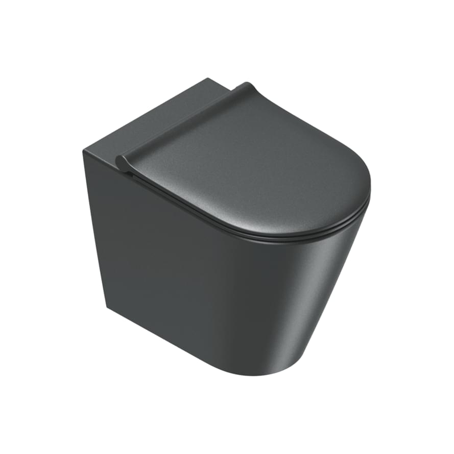 Плитка Catalano Zero ZERO Унитаз напольный 55х35 безободковый. покрытие twinglaze+. смыв silentech. черный матовый  поверхность матовая
