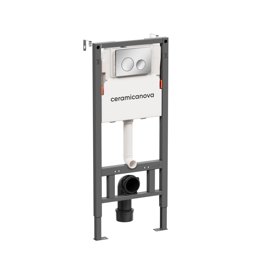 Плитка Ceramicanova Balance Инсталляция для унитаза BALANCE с кнопкой смыва Circle хром  поверхность глянцевая