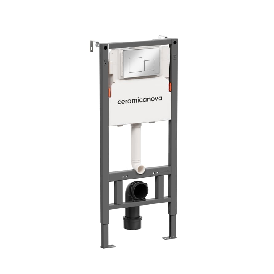 Плитка Ceramicanova Balance Инсталляция для унитаза BALANCE с кнопкой смыва Square хром  поверхность глянцевая