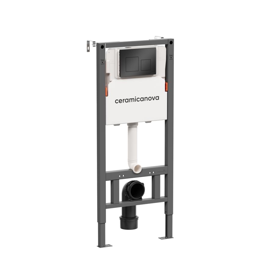 Плитка Ceramicanova Balance Инсталляция для унитаза BALANCE с кнопкой смыва Square черный матовый  поверхность матовая