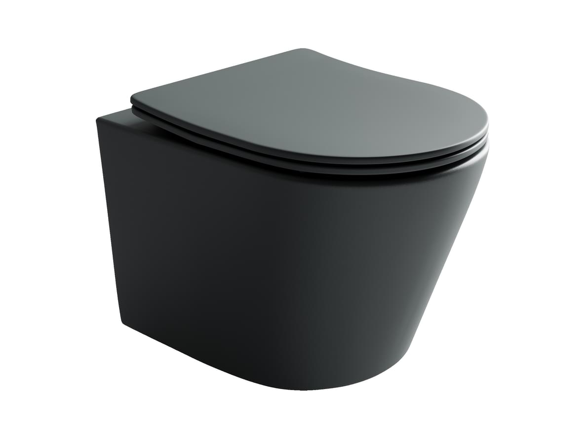 Плитка Ceramicanova Balearica Унитаз подвесной BALEARICA Rimless сиденье с микролифтом темный антрацит матовый  поверхность матовая
