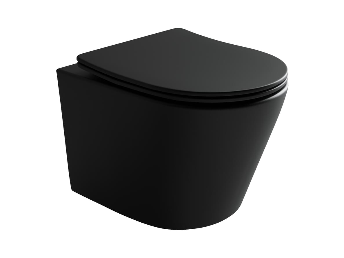 Плитка Ceramicanova Balearica Унитаз подвесной BALEARICA Rimless сиденье с микролифтом черный матовый  поверхность матовая