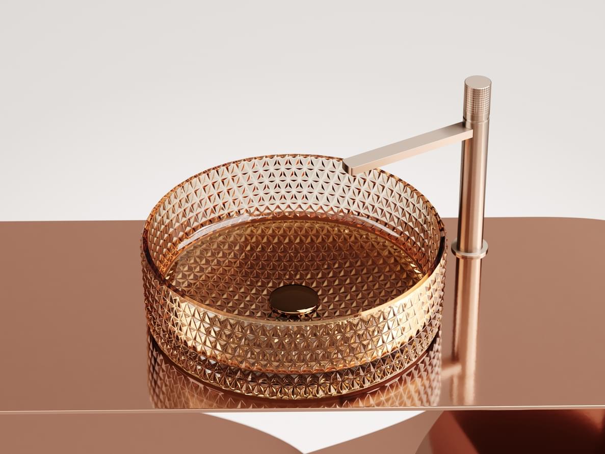 Плитка Ceramicanova Cristal Раковина накладная CRISTAL круглая 360x360x120 мм бежевый  поверхность глянец