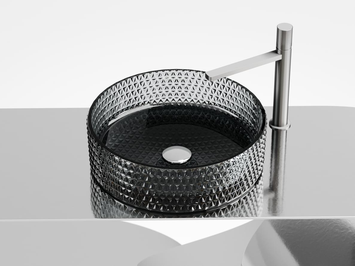 Плитка Ceramicanova Cristal Раковина накладная CRISTAL круглая 360x360x120 мм черный  поверхность глянец