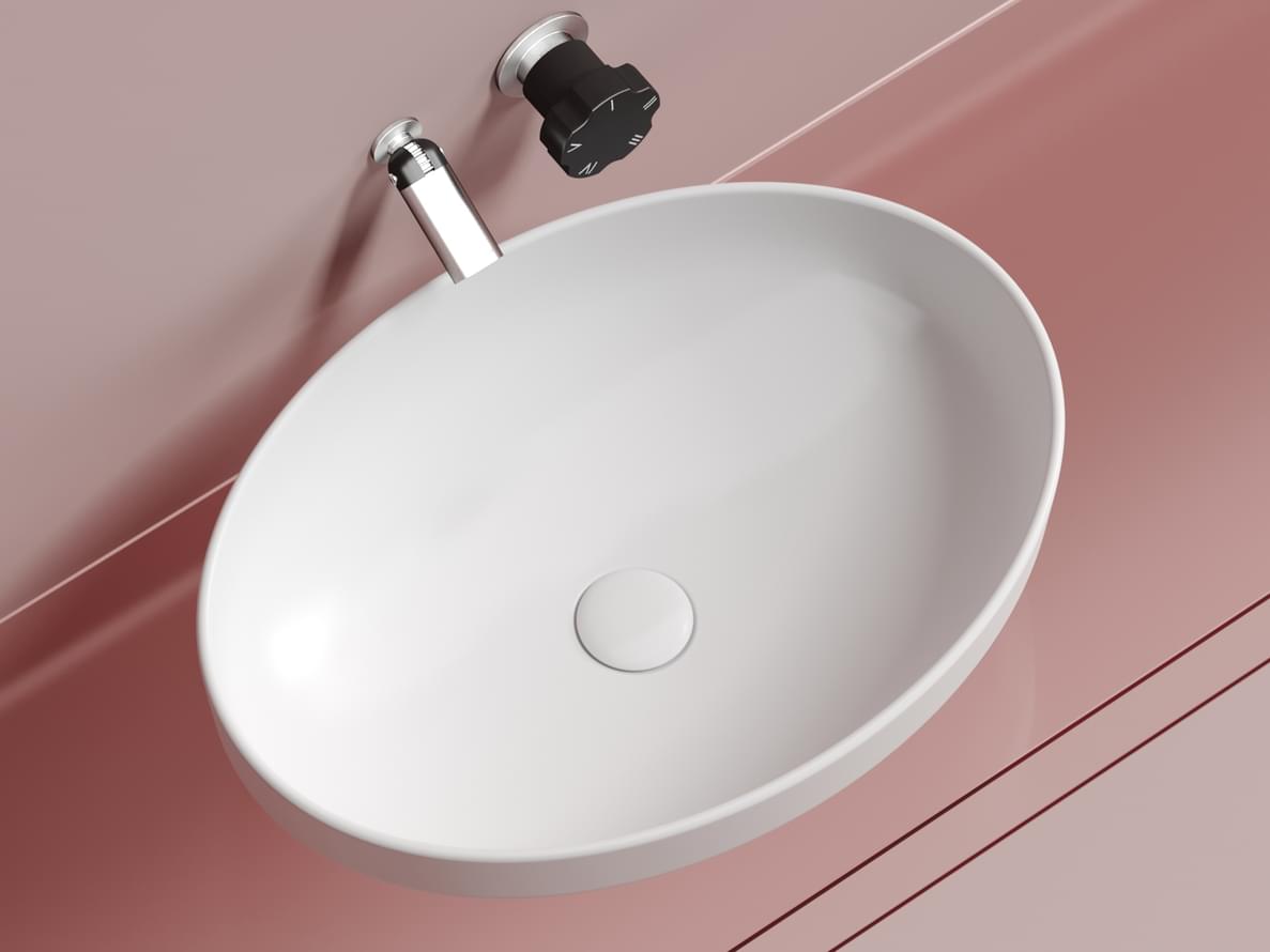 Плитка Ceramicanova Element Раковина накладная ELEMENT овальная 502x365x145 мм белый матовый  поверхность матовая