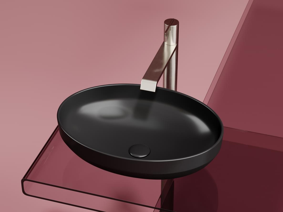 Плитка Ceramicanova Element Раковина накладная ELEMENT овальная 502x365x145 мм черный матовый  поверхность матовая