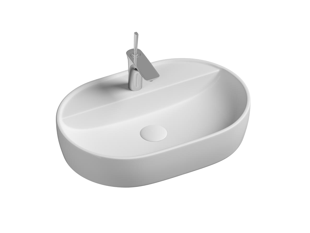 Плитка Ceramicanova Element Раковина накладная ELEMENT овальная 600x400x125 мм белый  поверхность глянец