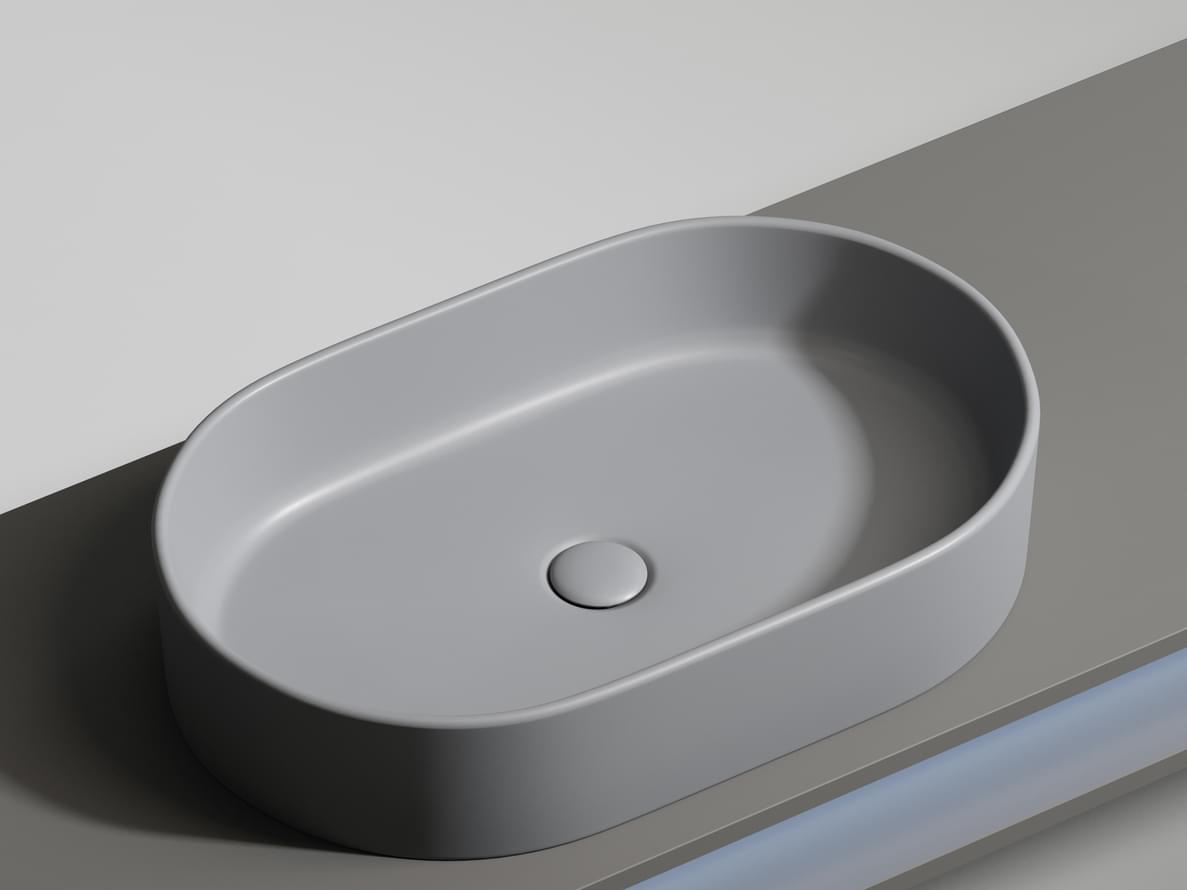 Плитка Ceramicanova Element Раковина накладная ELEMENT овальная 608x385x125 мм антрацит матовый  поверхность матовая