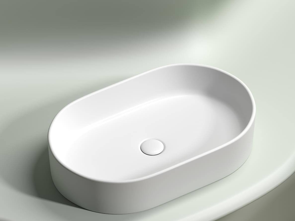 Плитка Ceramicanova Element Раковина накладная ELEMENT овальная 608x385x125 мм белый матовый  поверхность матовая