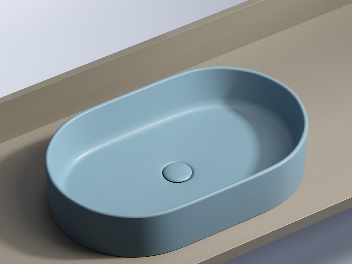 Плитка Ceramicanova Element Раковина накладная ELEMENT овальная 608x385x125 мм голубой матовый  поверхность матовая