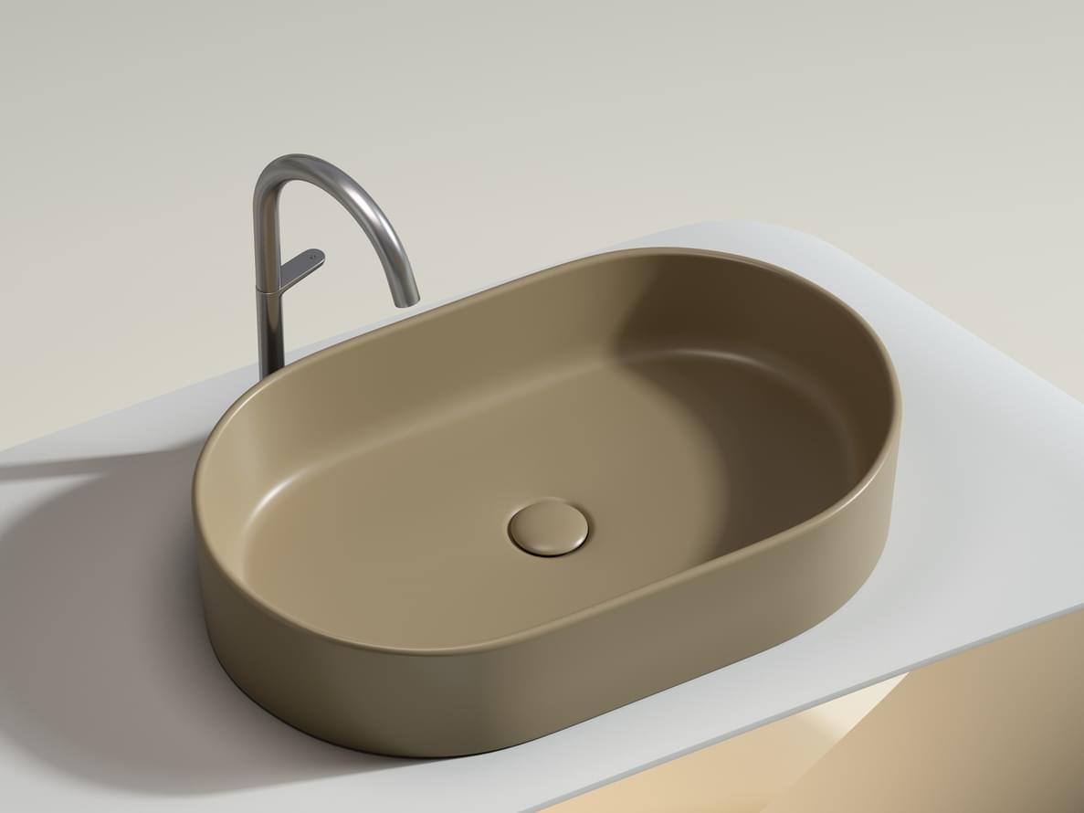 Плитка Ceramicanova Element Раковина накладная ELEMENT овальная 608x385x125 мм капучино матовый  поверхность матовая