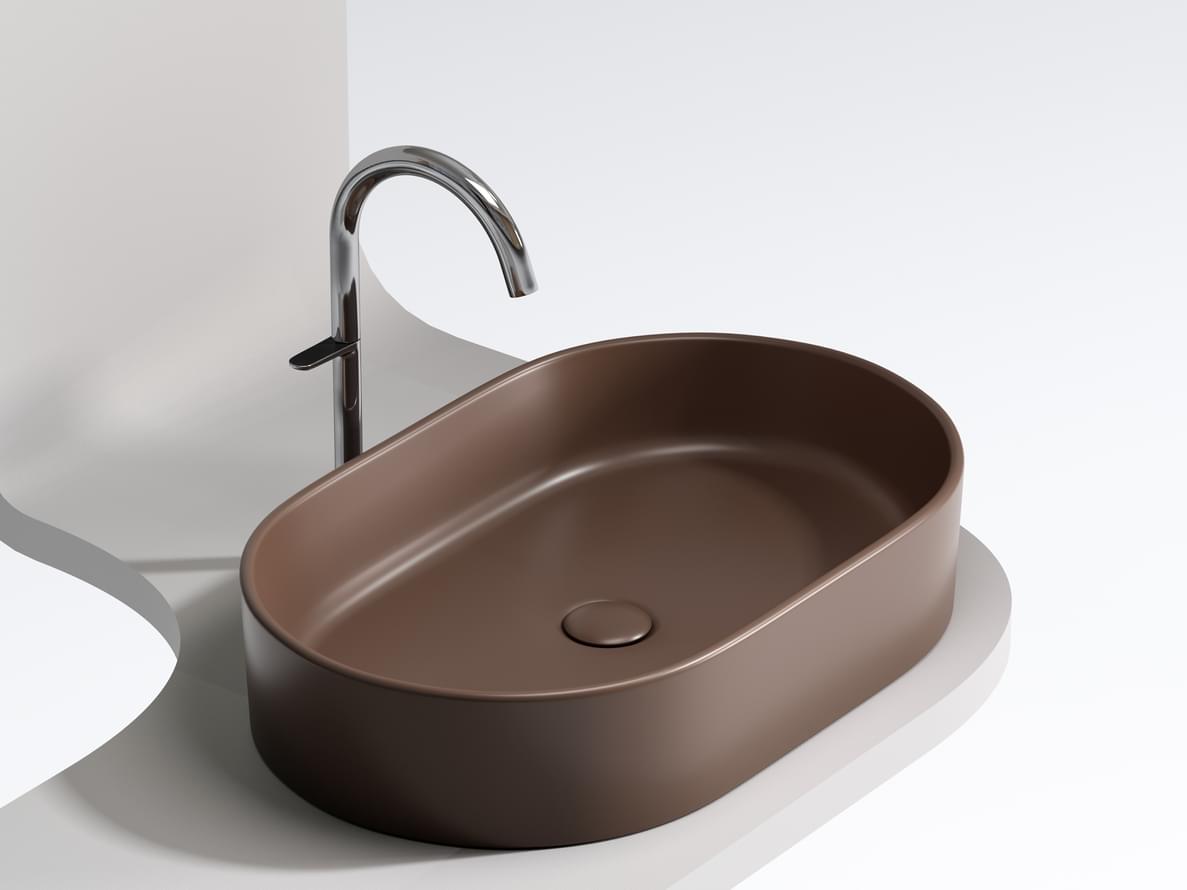 Плитка Ceramicanova Element Раковина накладная ELEMENT овальная 608x385x125 мм коричневый матовый  поверхность матовая
