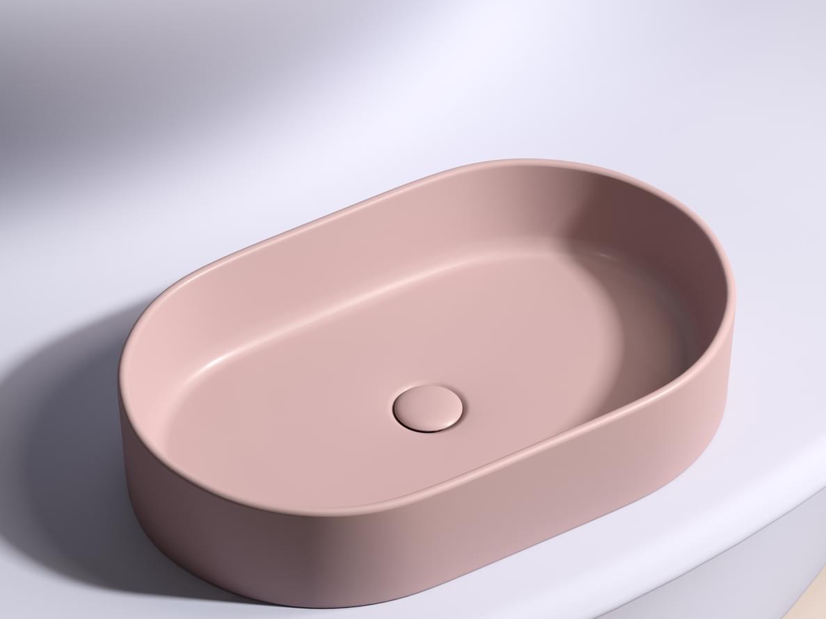 Плитка Ceramicanova Element Раковина накладная ELEMENT овальная 608x385x125 мм розовый матовый  поверхность матовая