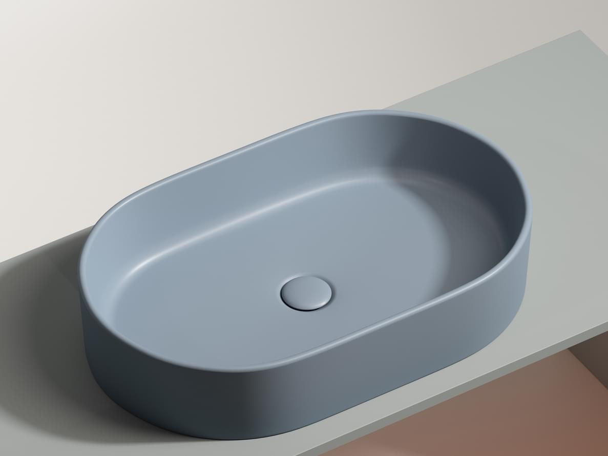 Плитка Ceramicanova Element Раковина накладная ELEMENT овальная 608x385x125 мм серо-голубой матовый  поверхность матовая