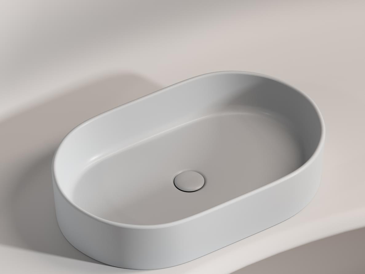 Плитка Ceramicanova Element Раковина накладная ELEMENT овальная 608x385x125 мм серый матовый  поверхность матовая