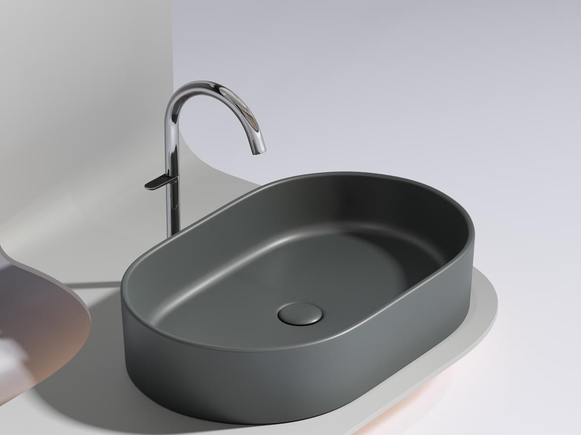 Плитка Ceramicanova Element Раковина накладная ELEMENT овальная 608x385x125 мм темный антрацит матовый  поверхность матовая