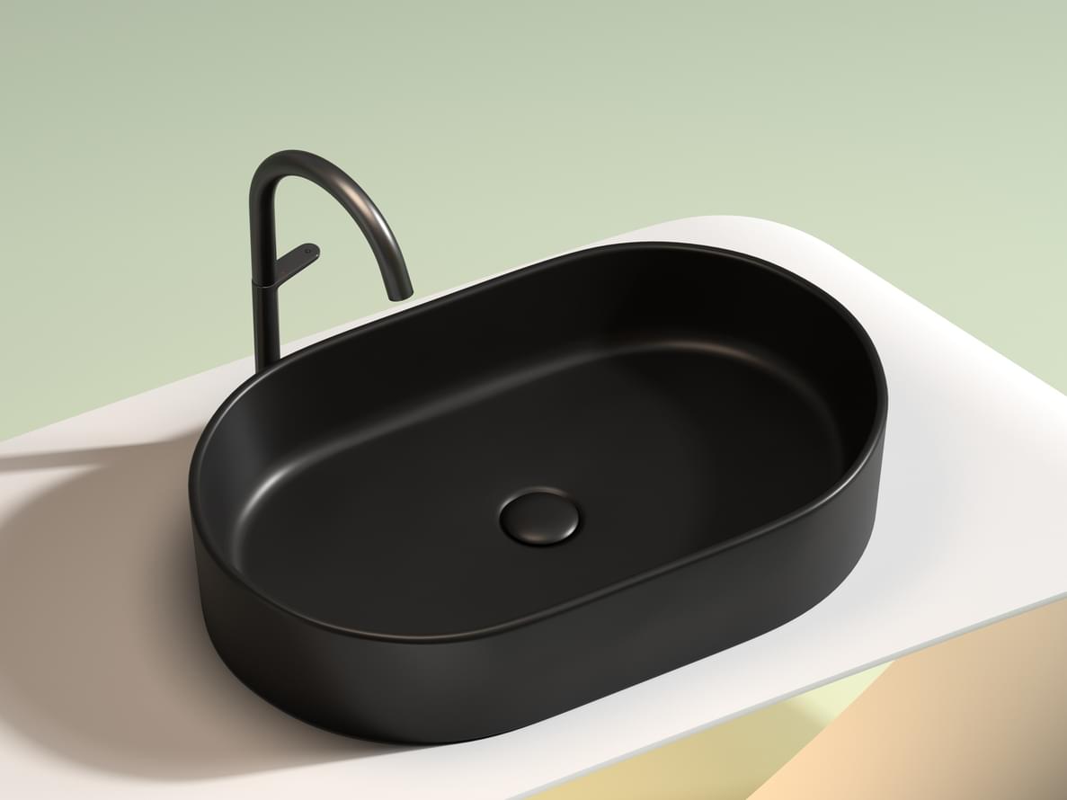Плитка Ceramicanova Element Раковина накладная ELEMENT овальная 608x385x125 мм черный матовый  поверхность матовая