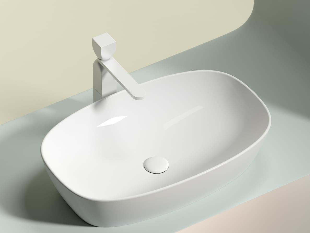 Плитка Ceramicanova Element Раковина накладная ELEMENT овальная 610x385x140 мм белый  поверхность глянец