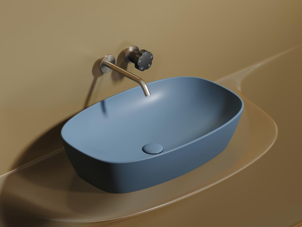 Плитка Ceramicanova Element Раковина накладная ELEMENT овальная 610x385x140 мм голубой матовый  поверхность матовая