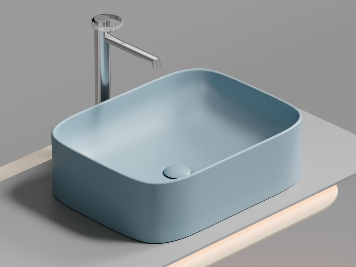 Плитка Ceramicanova Element Раковина накладная ELEMENT прямоугольная 505x385x155 мм голубой матовый  поверхность матовая