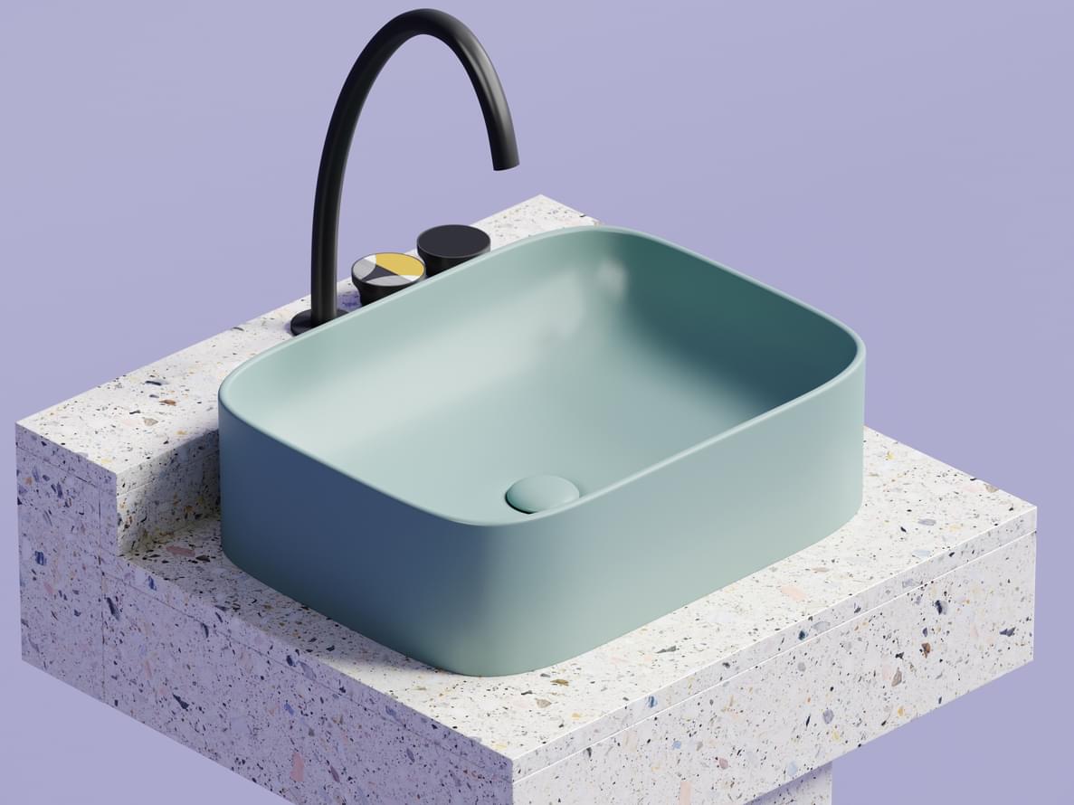 Плитка Ceramicanova Element Раковина накладная ELEMENT прямоугольная 505x385x155 мм зеленый матовый  поверхность матовая