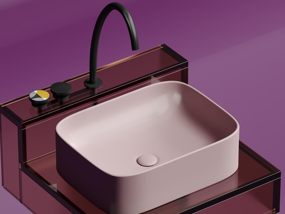 Плитка Ceramicanova Element Раковина накладная ELEMENT прямоугольная 505x385x155 мм розовый матовый  поверхность матовая