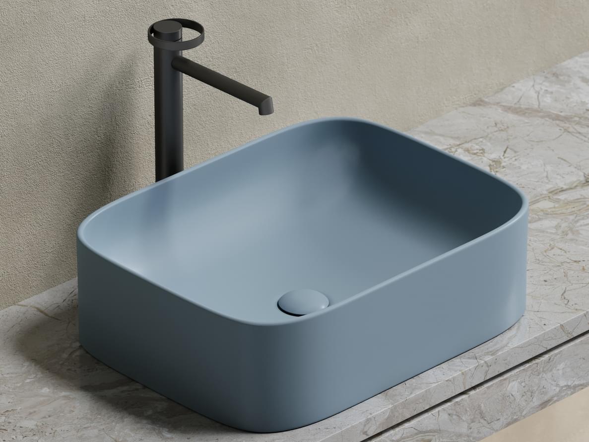 Плитка Ceramicanova Element Раковина накладная ELEMENT прямоугольная 505x385x155 мм серо-голубой матовый  поверхность матовая