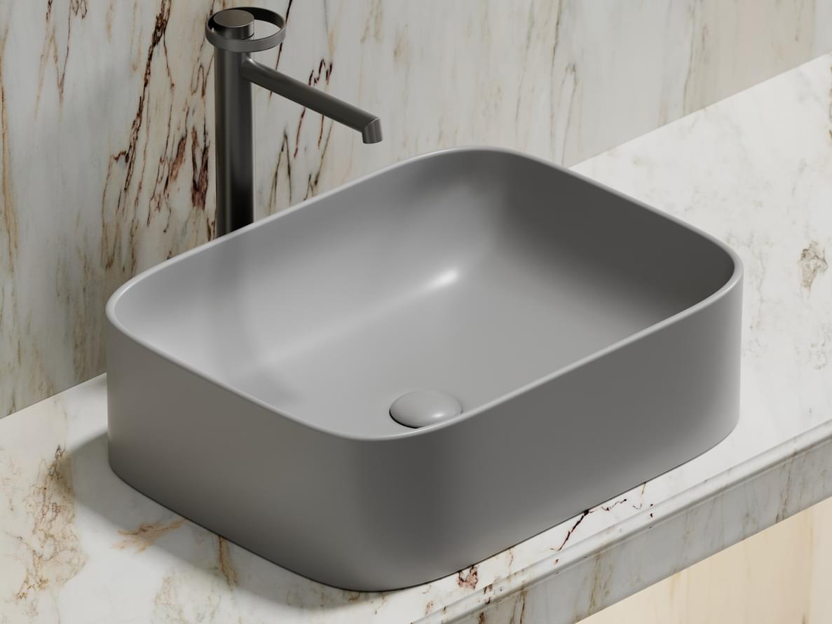 Плитка Ceramicanova Element Раковина накладная ELEMENT прямоугольная 505x385x155 мм серый матовый  поверхность матовая