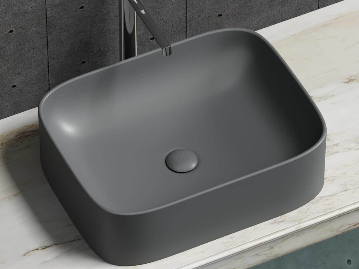 Плитка Ceramicanova Element Раковина накладная ELEMENT прямоугольная 505x385x155 мм темный антрацит матовый  поверхность матовая