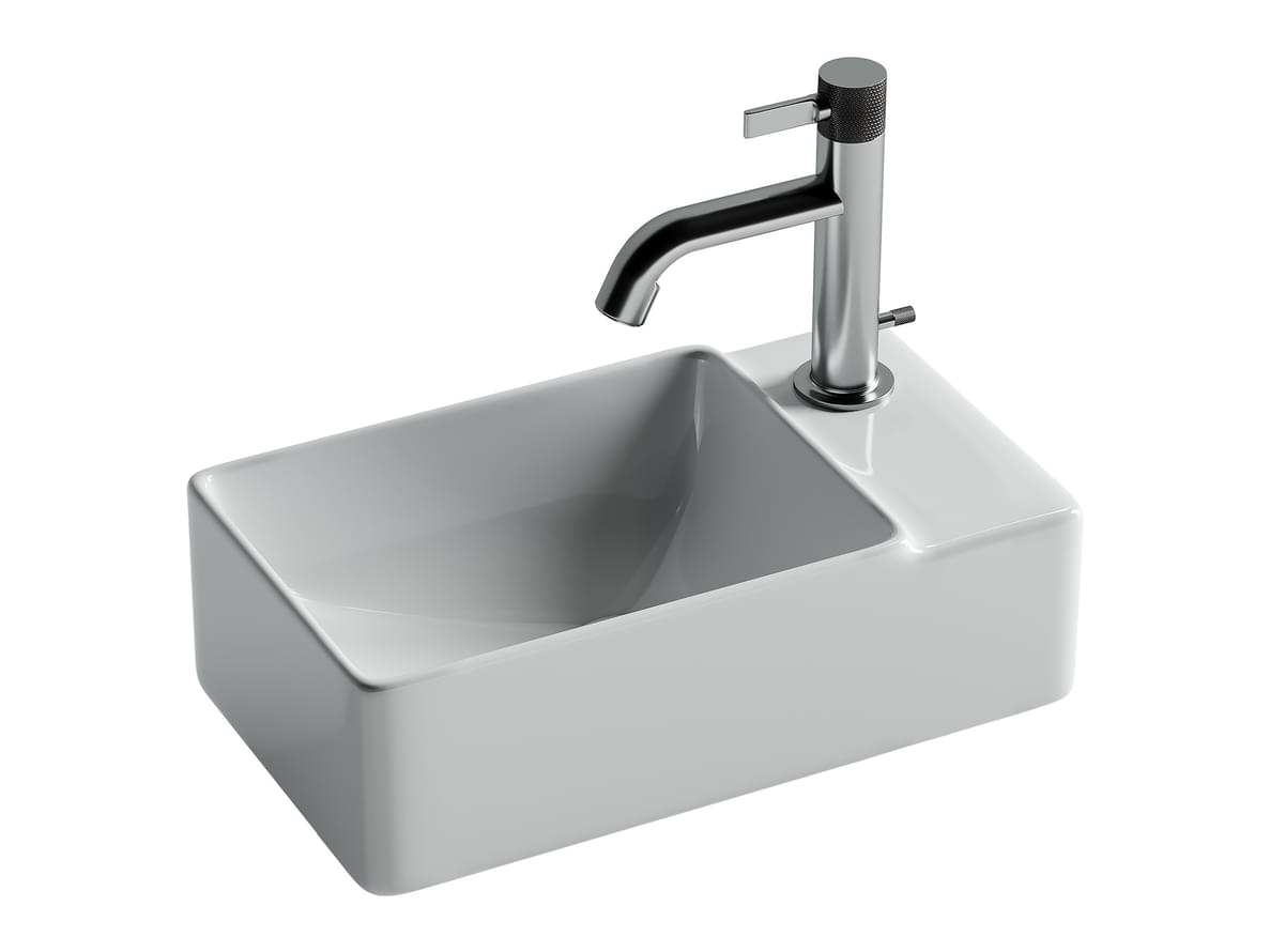 Плитка Ceramicanova Element Раковина подвесная ELEMENT чаша слева с отверстием для смесителя справа 395x220x125 мм белый  поверхность глянец