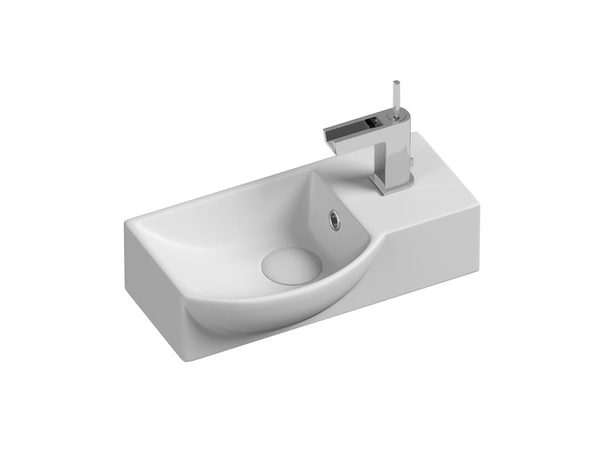 Плитка Ceramicanova Element Раковина подвесная ELEMENT чаша слева с отверстием для смесителя справа 400x220x120 мм белый  поверхность глянец