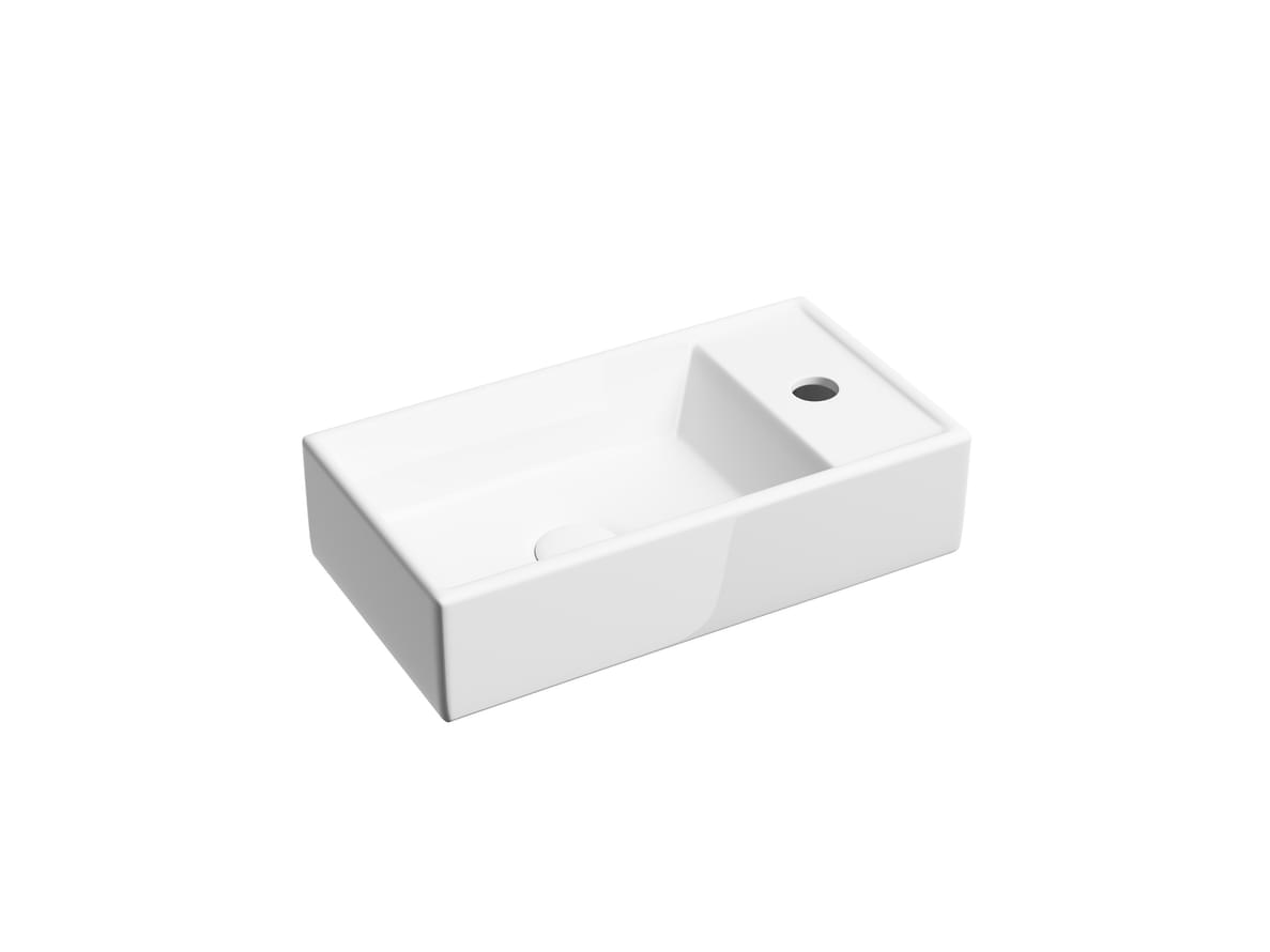 Плитка Ceramicanova Element Раковина подвесная ELEMENT чаша слева с отверстием для смесителя справа 410x225x105 мм белый  поверхность глянец