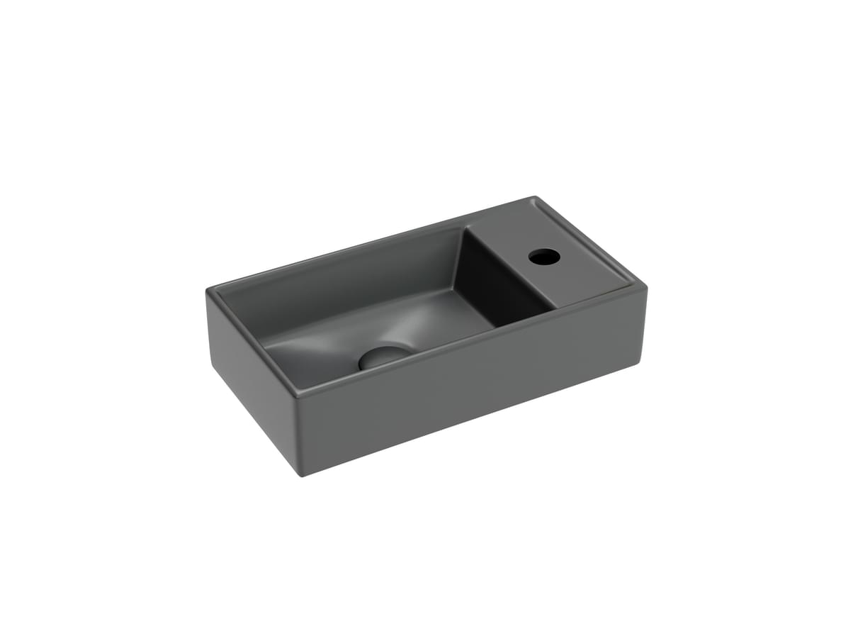 Плитка Ceramicanova Element Раковина подвесная ELEMENT чаша слева с отверстием для смесителя справа 410x225x105 мм темный антрацит матовый  поверхность матовая