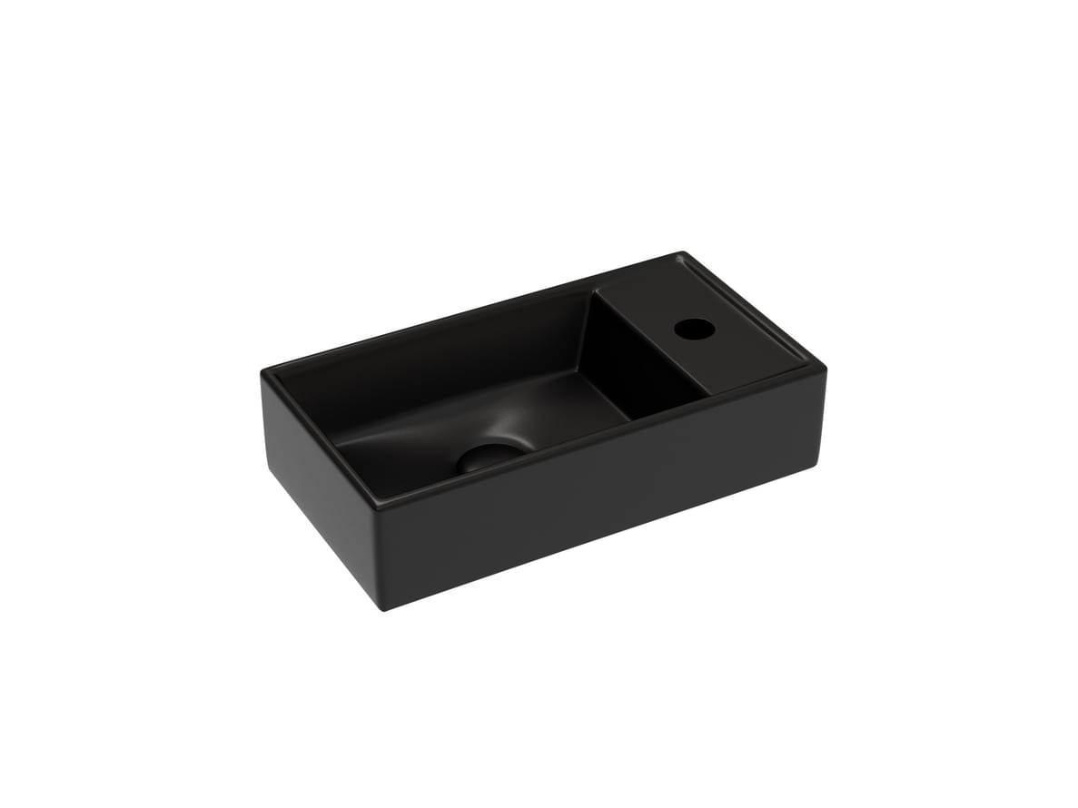 Плитка Ceramicanova Element Раковина подвесная ELEMENT чаша слева с отверстием для смесителя справа 410x225x105 мм черный матовый  поверхность матовая