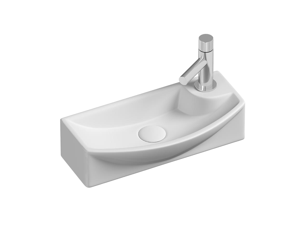 Плитка Ceramicanova Element Раковина подвесная ELEMENT чаша слева с отверстием для смесителя справа 455x220x130 мм белый  поверхность глянец