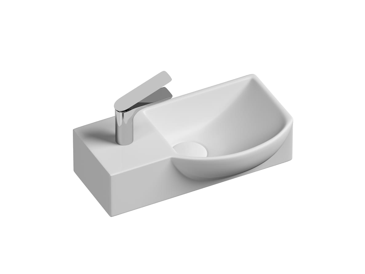Плитка Ceramicanova Element Раковина подвесная ELEMENT чаша справа с отверстием для смесителя слева 400x220x120 мм белый  поверхность глянец