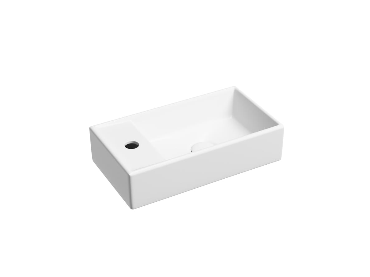 Плитка Ceramicanova Element Раковина подвесная ELEMENT чаша справа с отверстием для смесителя слева 410x225x105 мм белый матовый  поверхность матовая