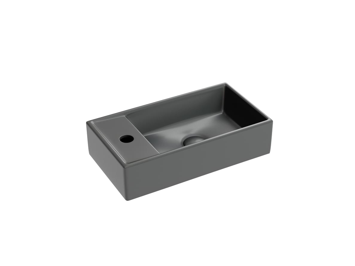 Плитка Ceramicanova Element Раковина подвесная ELEMENT чаша справа с отверстием для смесителя слева 410x225x105 мм темный антрацит матовый  поверхность матовая
