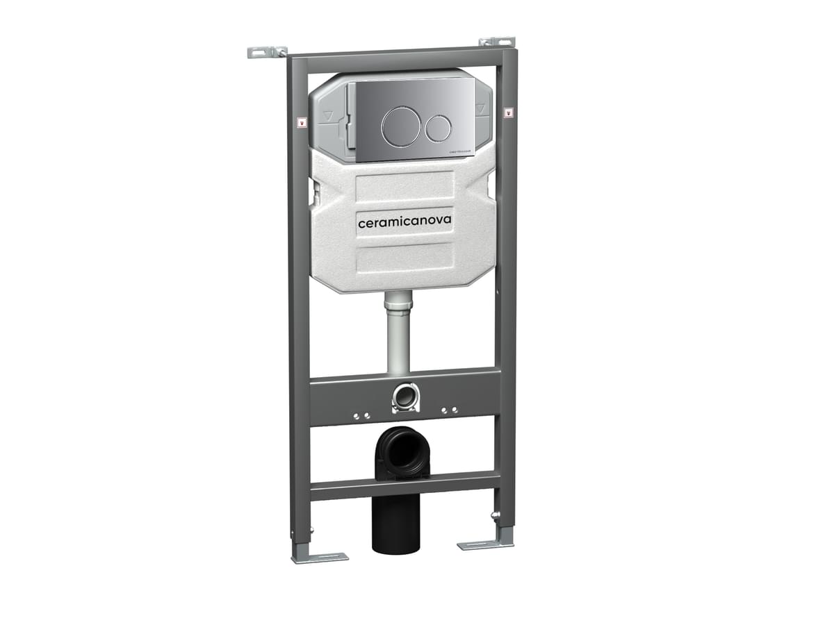 Плитка Ceramicanova Envision Инсталляция для унитаза ENVISION с кнопкой смыва Round хром матовый  поверхность матовая