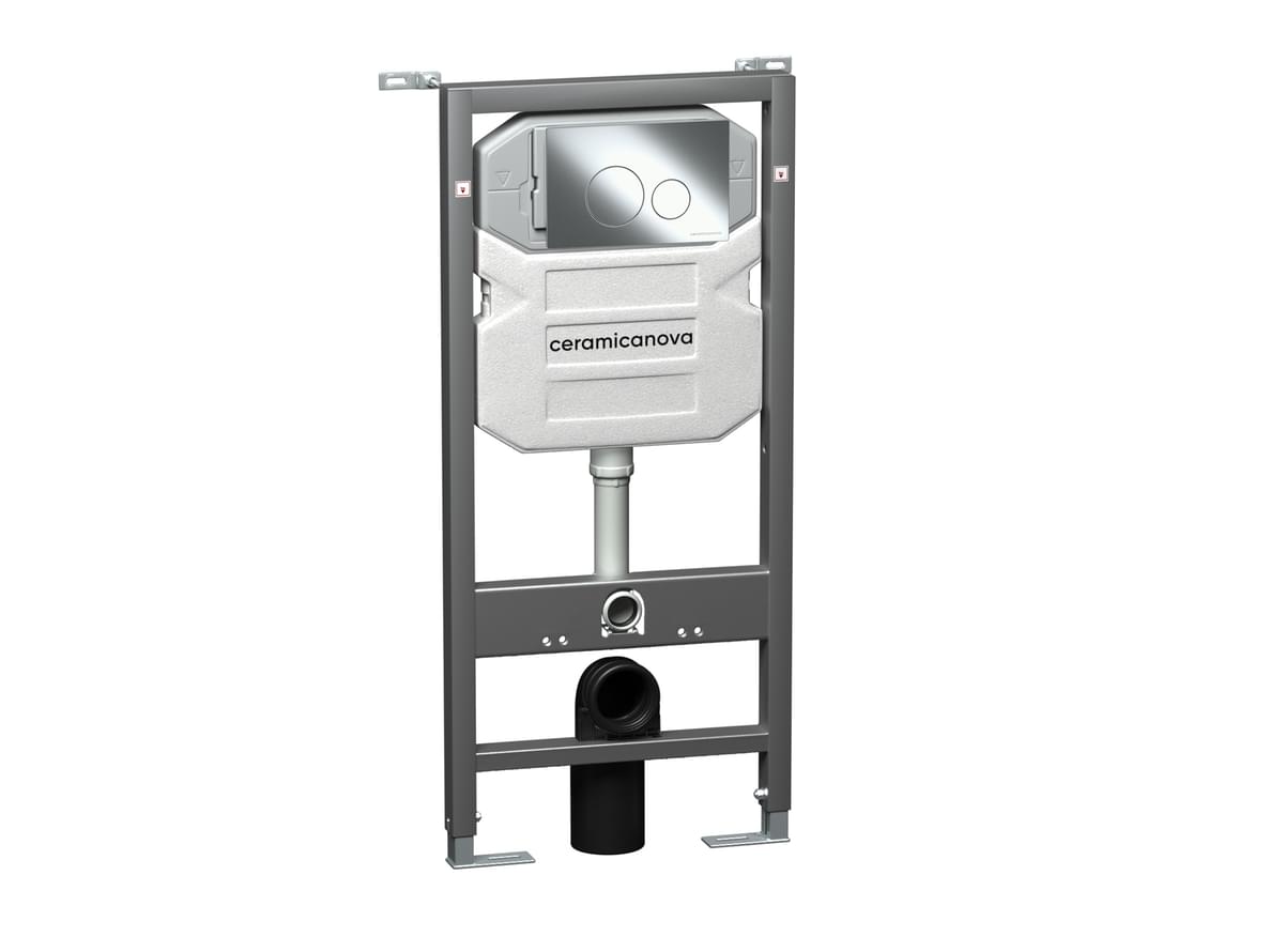 Плитка Ceramicanova Envision Инсталляция для унитаза ENVISION с кнопкой смыва Round хром  поверхность глянцевая