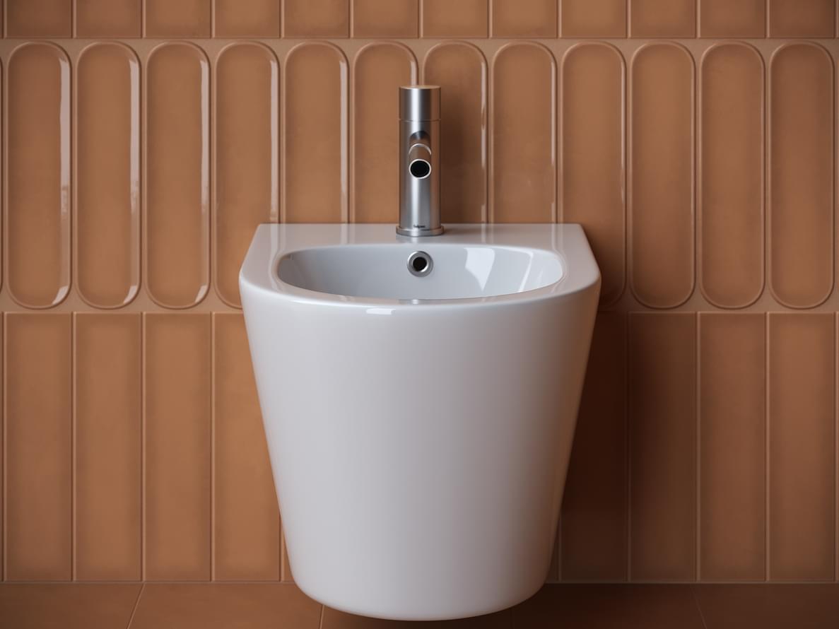 Плитка Ceramicanova Forma Биде FORMA подвесное с донным клапаном белый  поверхность глянец