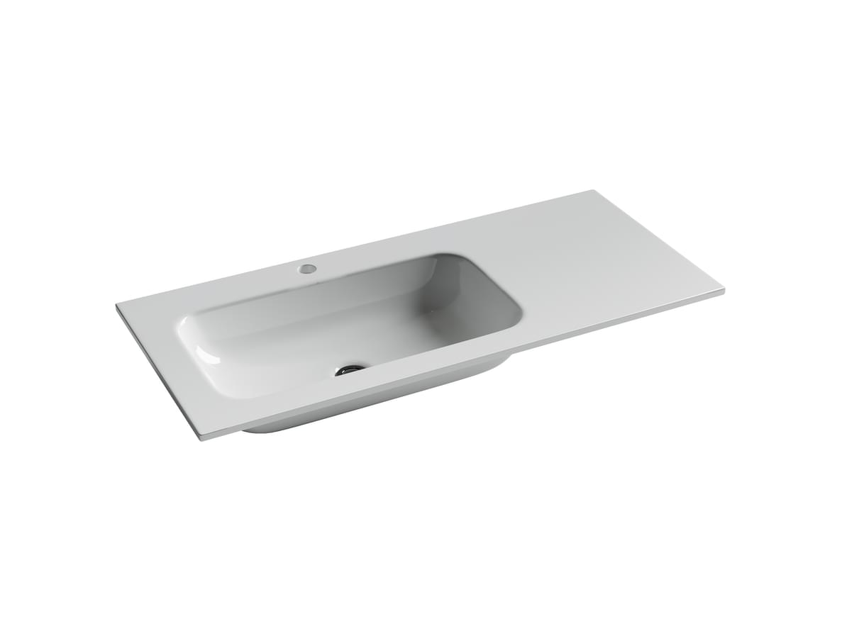 Плитка Ceramicanova Grace Раковина накладная GRACE мебельная чаша слева с отверстием под смеситель 1010x457x137 мм белый  поверхность глянец