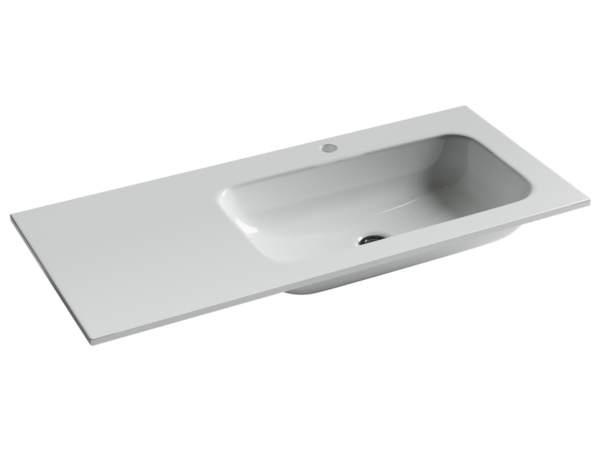 Плитка Ceramicanova Grace Раковина накладная GRACE мебельная чаша справа с отверстием под смеситель 1010x457x137 мм белый  поверхность глянец