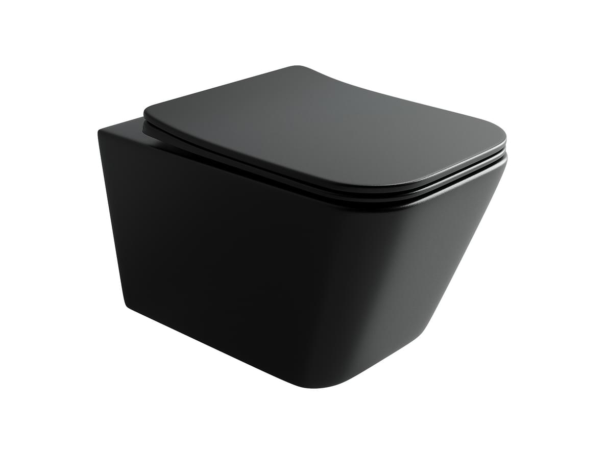Плитка Ceramicanova Metric Унитаз подвесной METRIC Rimless сиденье с микролифтом черный матовый  поверхность матовая
