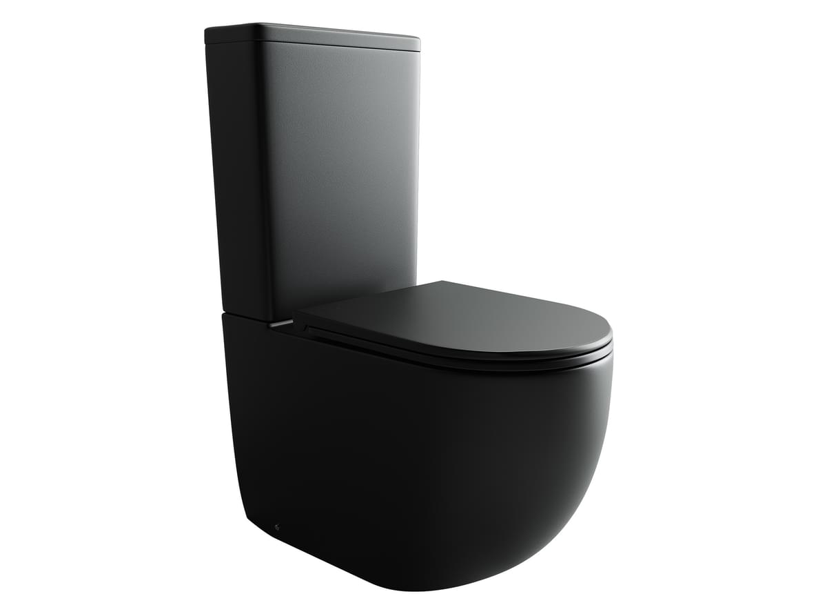 Плитка Ceramicanova Metropol Унитаз напольный METROPOL Rimless с бачком сиденье с микролифтом черный матовый  поверхность матовая