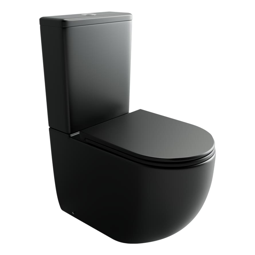 Плитка Ceramicanova Metropol Унитаз напольный METROPOL с бачком смыв Торнадо сиденье с микролифтом черный матовый  поверхность матовая
