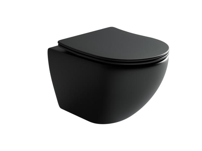 Плитка Ceramicanova Metropol Унитаз подвесной METROPOL Rimless сиденье с микролифтом черный матовый  поверхность матовая