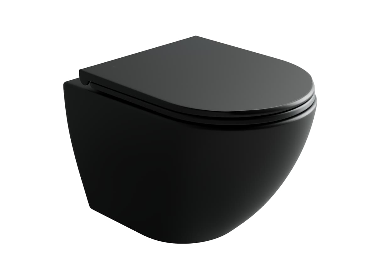 Плитка Ceramicanova Metropol Унитаз подвесной METROPOL смыв Торнадо сиденье с микролифтом черный матовый  поверхность матовая